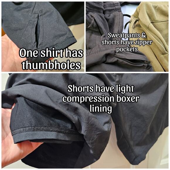 7 piece Athleisure All in Motion Small/Med Sweatpants Leggings Tops Shorts Men - Picture 7 of 9